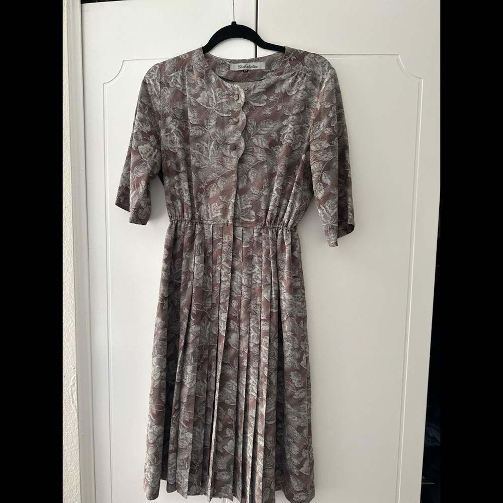 1970s Vintage Japanese Purple Floral Dress